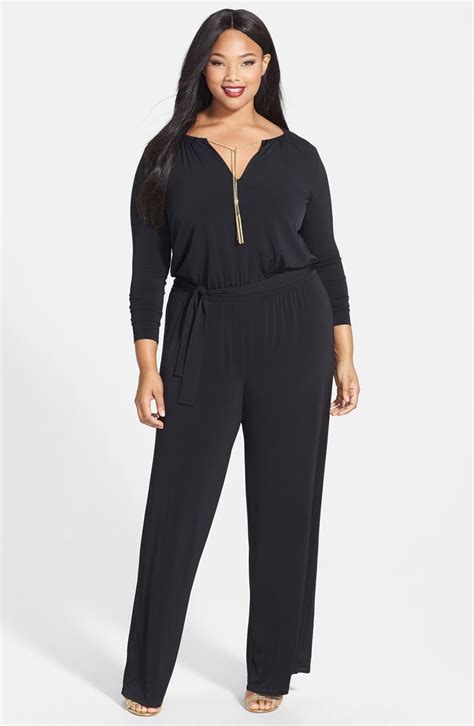 michael michael kors fitted wide-leg jumpsuit|Michael Kors belted denim jumpsuit.